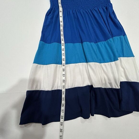 Made For Me 2 Look Amazing Strapless Midi Dress Block Blue White Size M - Picture 4 of 6